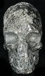 Polished Pyrite Skull With Druzy Crystals #33507-4
